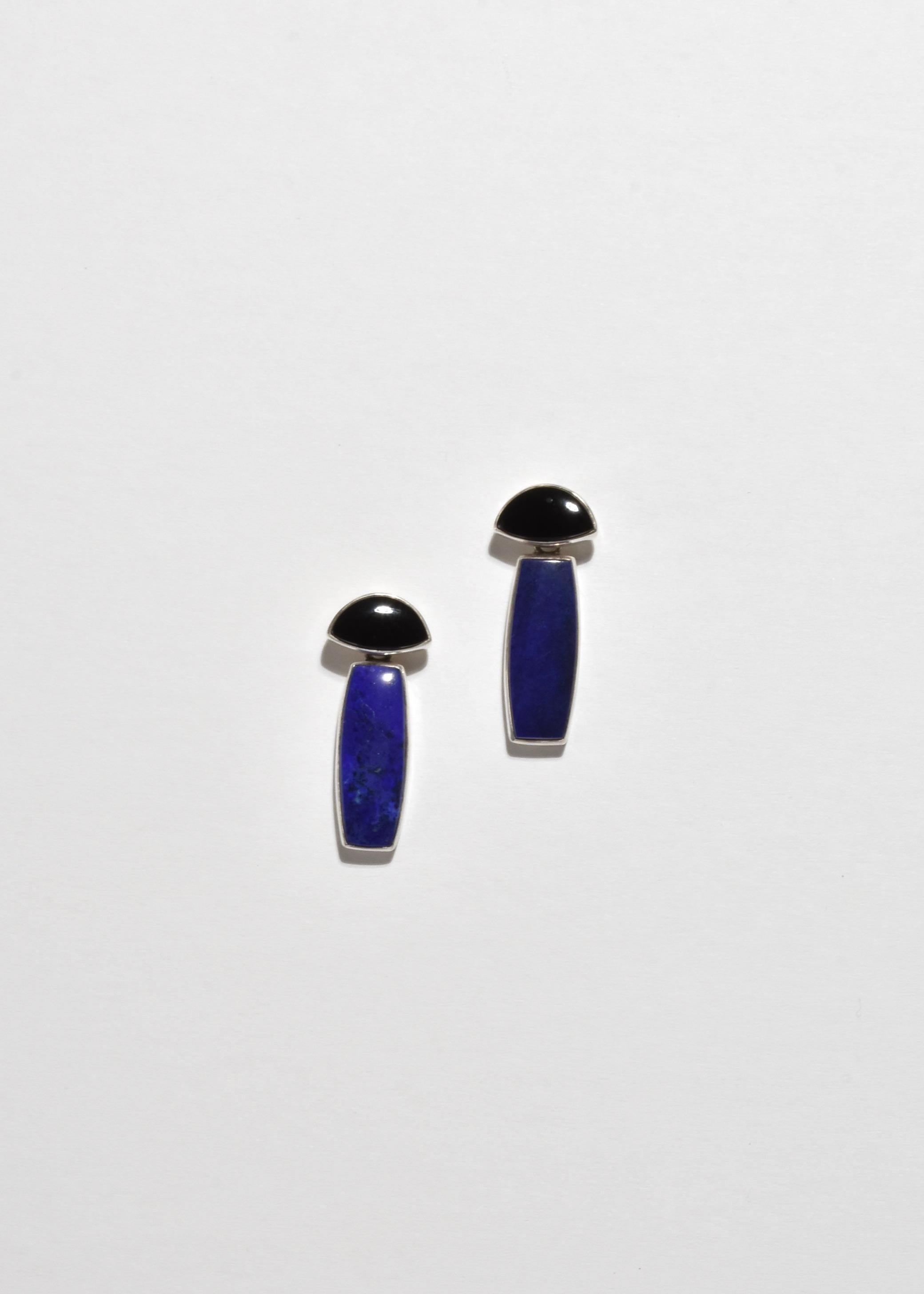 Modernist Onyx Lapis Earrings For Sale