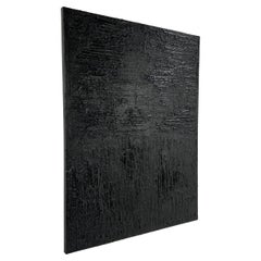 "Onyx Lines" Textured Black Oil Painting