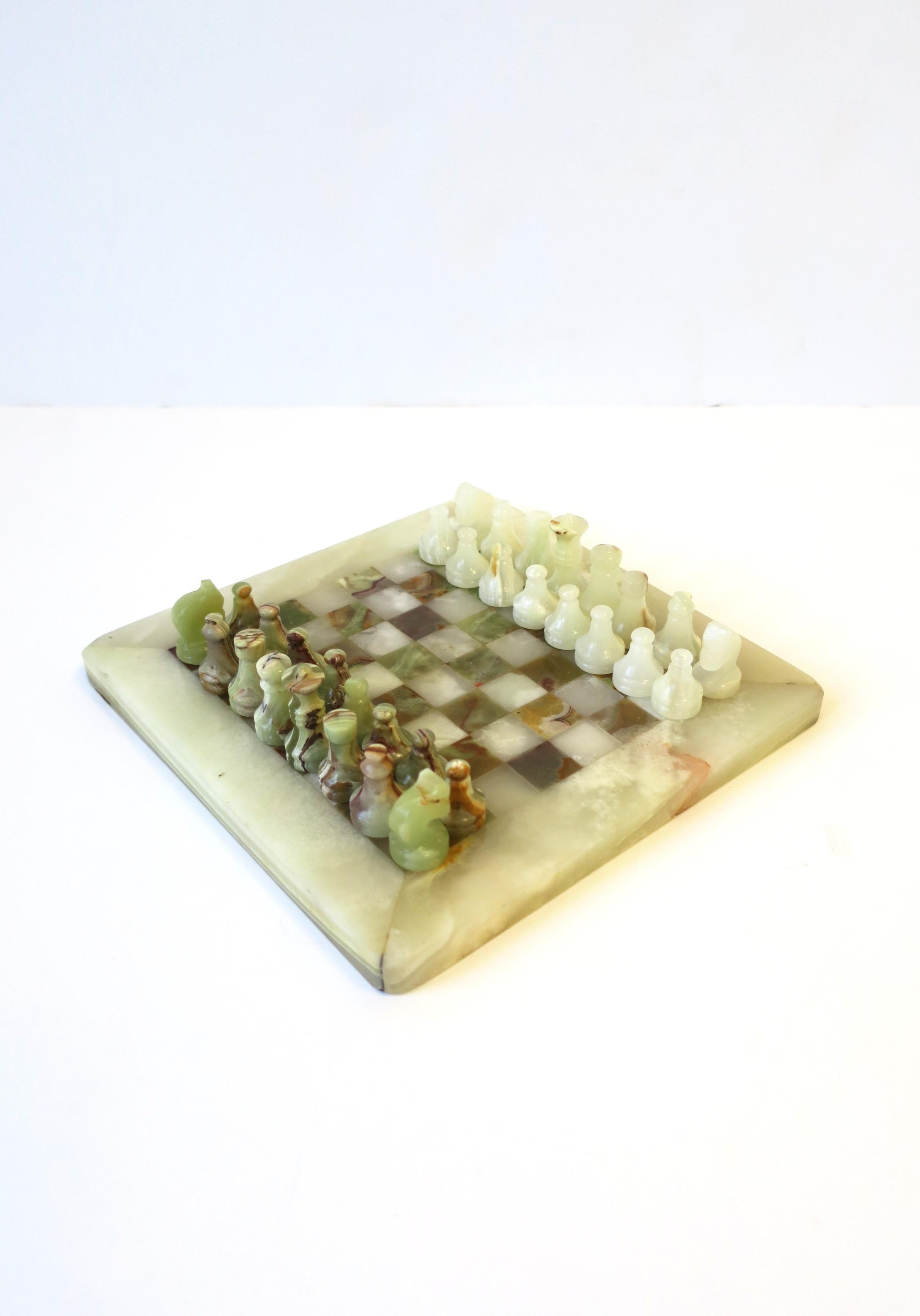 Late 20th Century Onyx Marble Chess Game Set