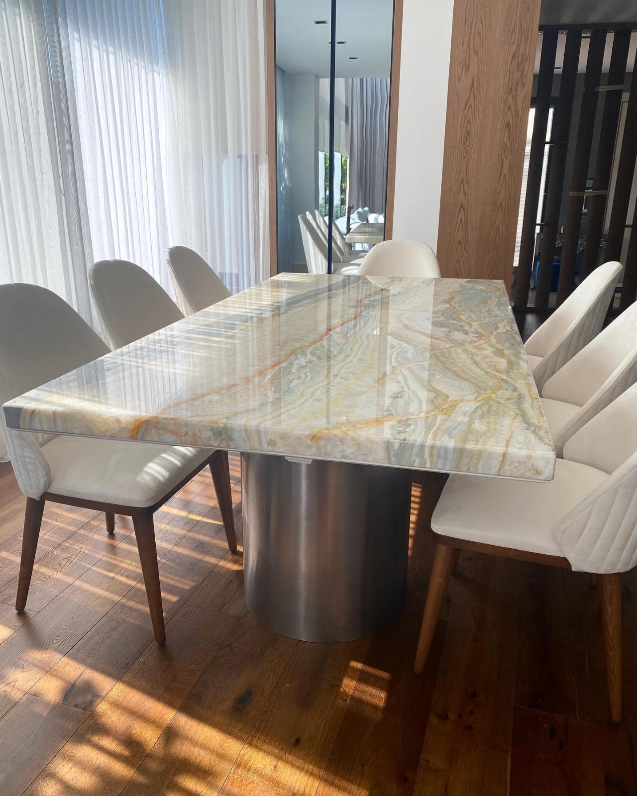Carved Onyx Marble Dining Table - Translucent Marble Dining Table - Marble Dining Table For Sale