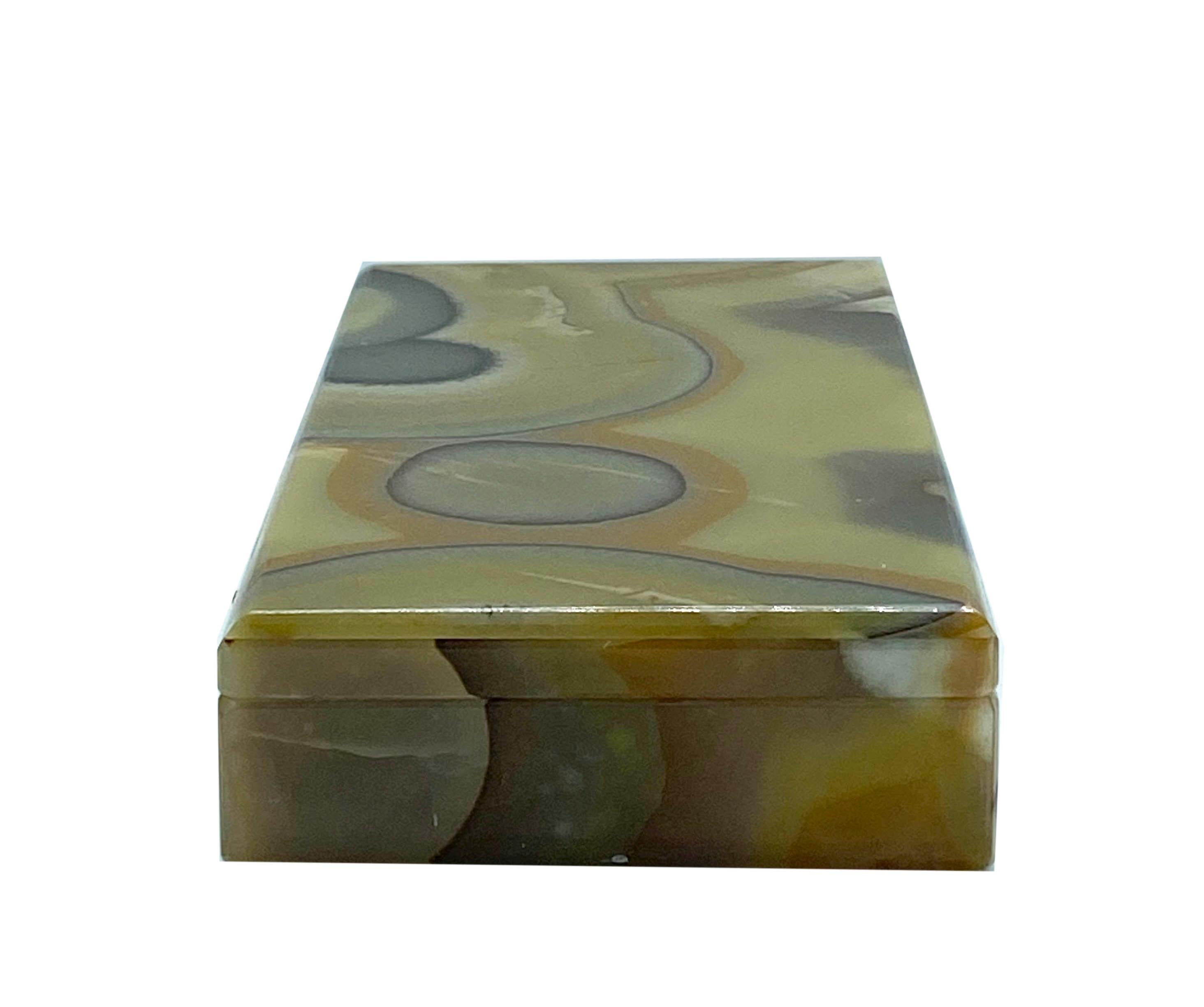 Mid-Century Modern Onyx Marble Jewelry or Decorative Box, Italy 1960s For Sale
