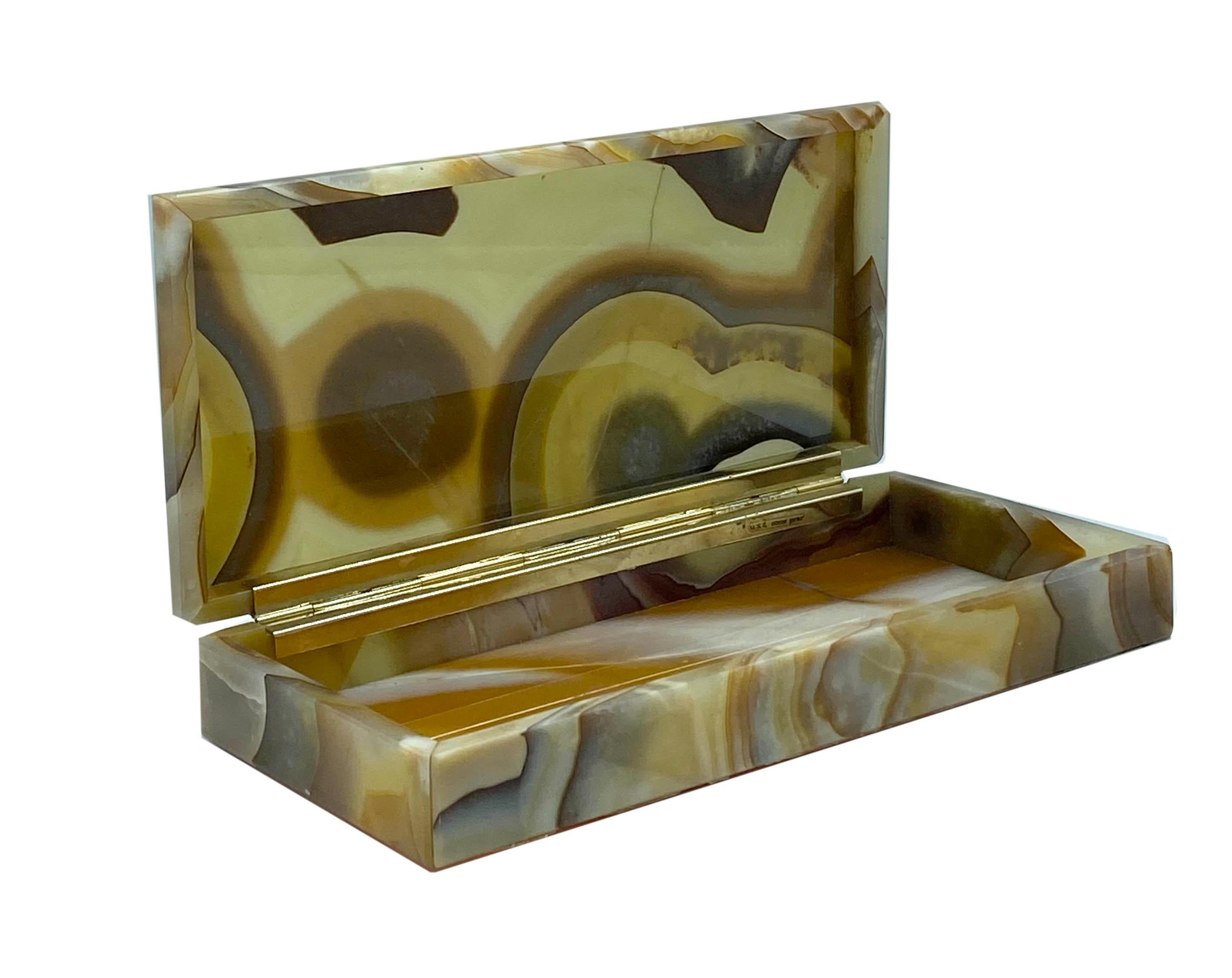 Italian Onyx Marble Jewelry or Decorative Box, Italy 1960s For Sale