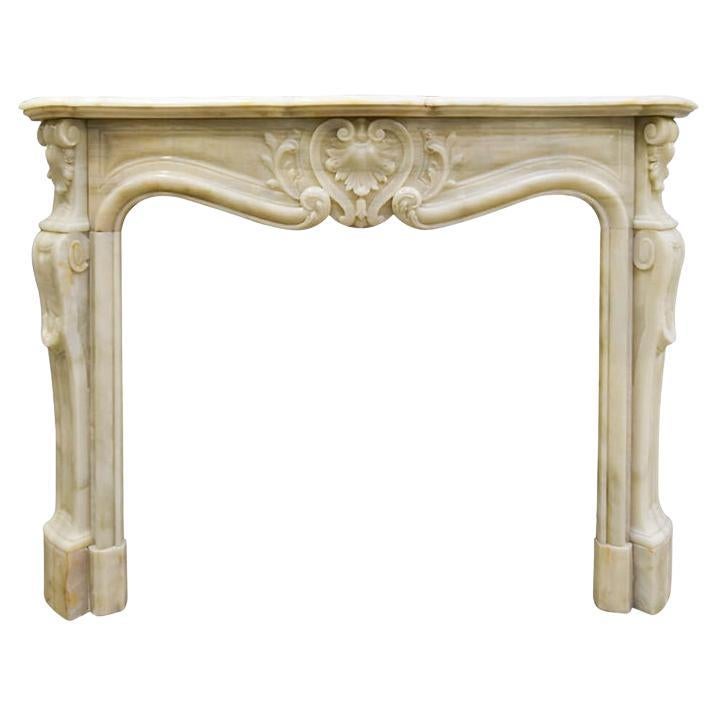 Onyx marble Louis XV front fireplace 19th Century For Sale
