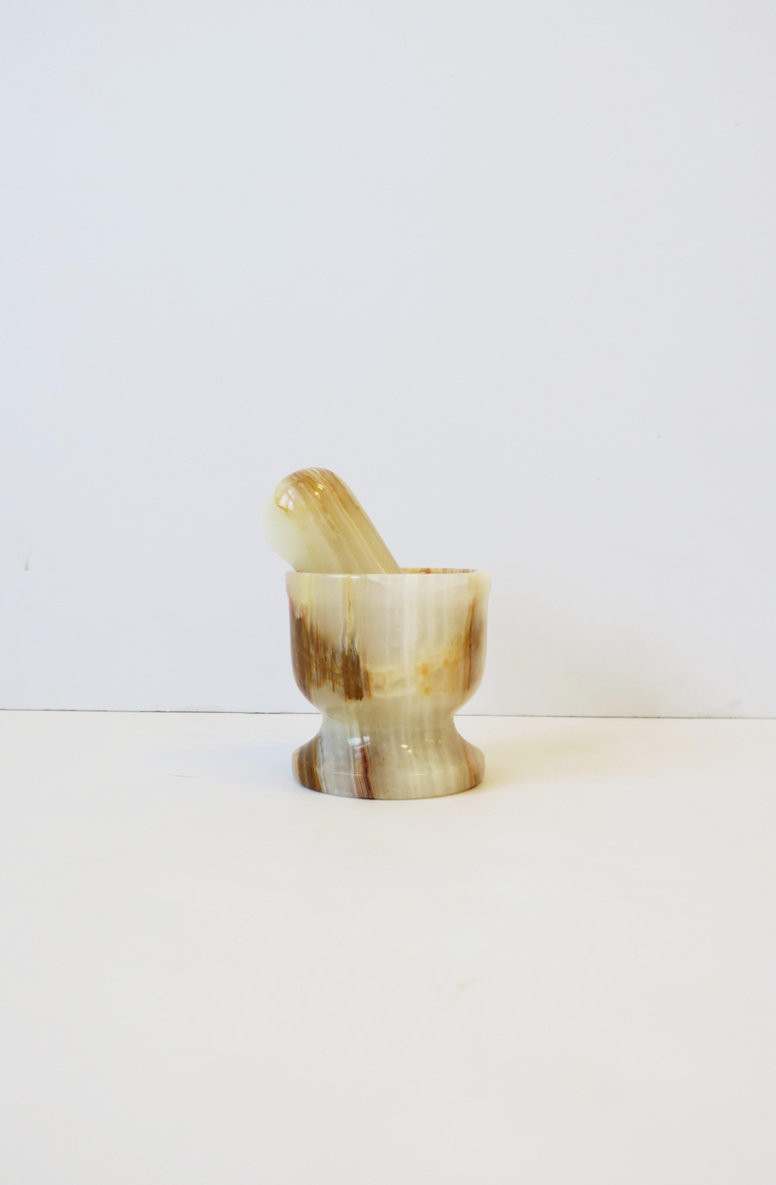Modern Onyx Marble Mortar and Pestle, Small