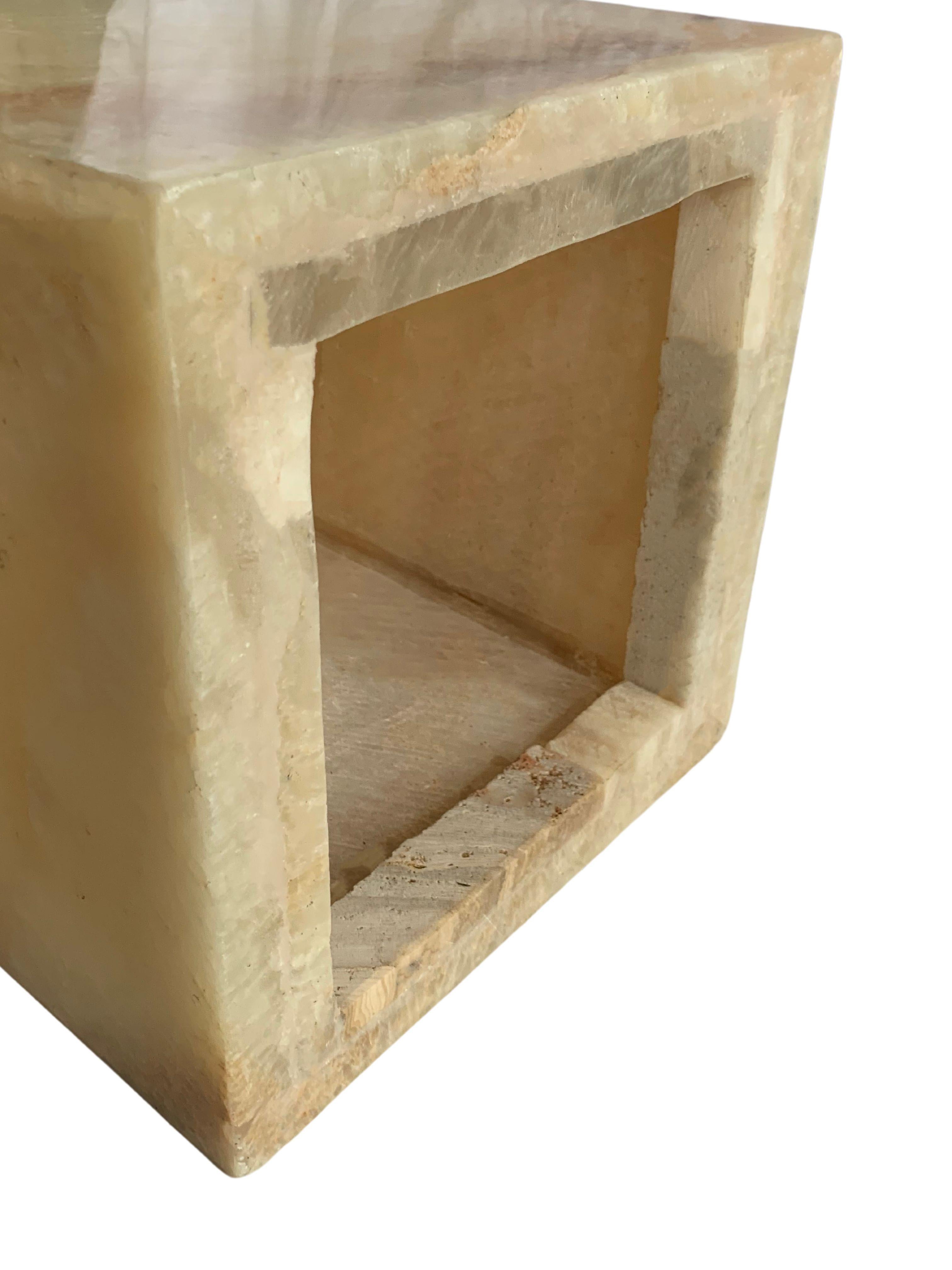 Contemporary Onyx Marble Side Table For Sale