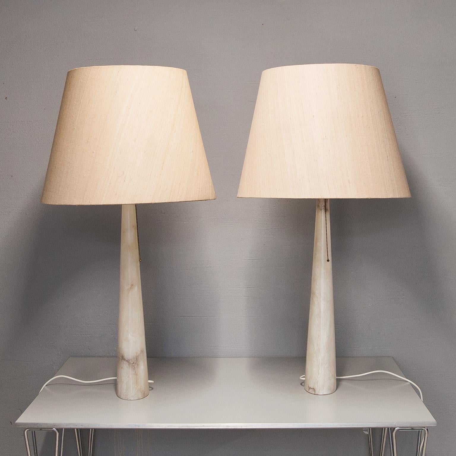 Mid-Century Modern Onyx Marble Table Lamps France 1970