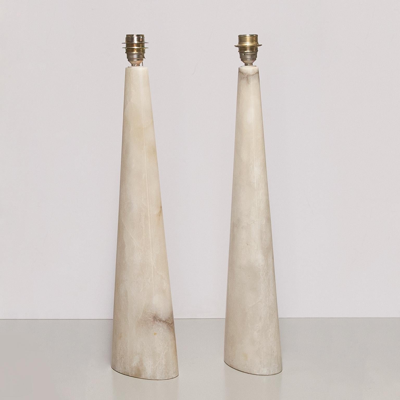 French Onyx Marble Table Lamps France 1970