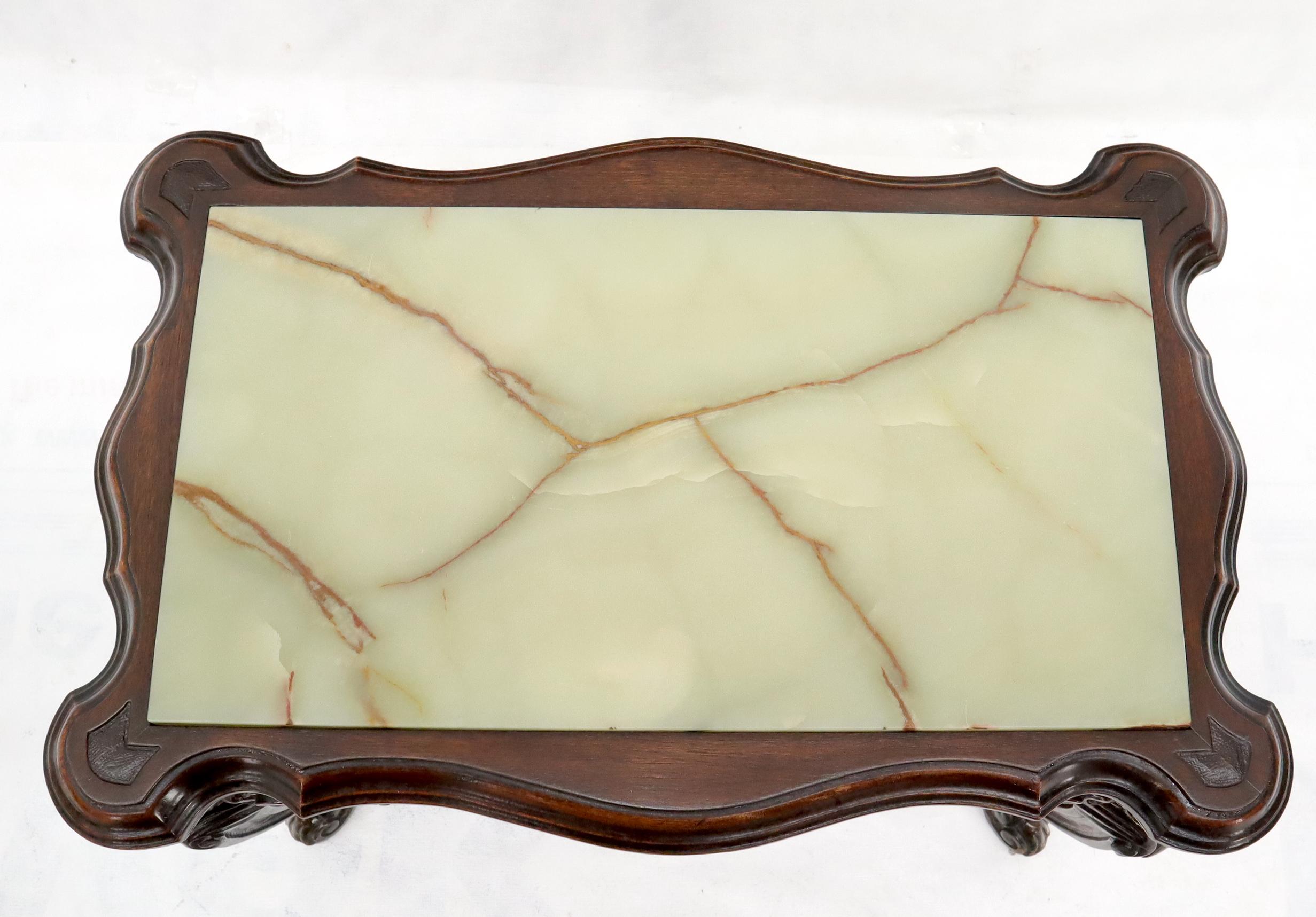 Onyx Marble Top Carved Cherubs Walnut Side End Coffee Table 1