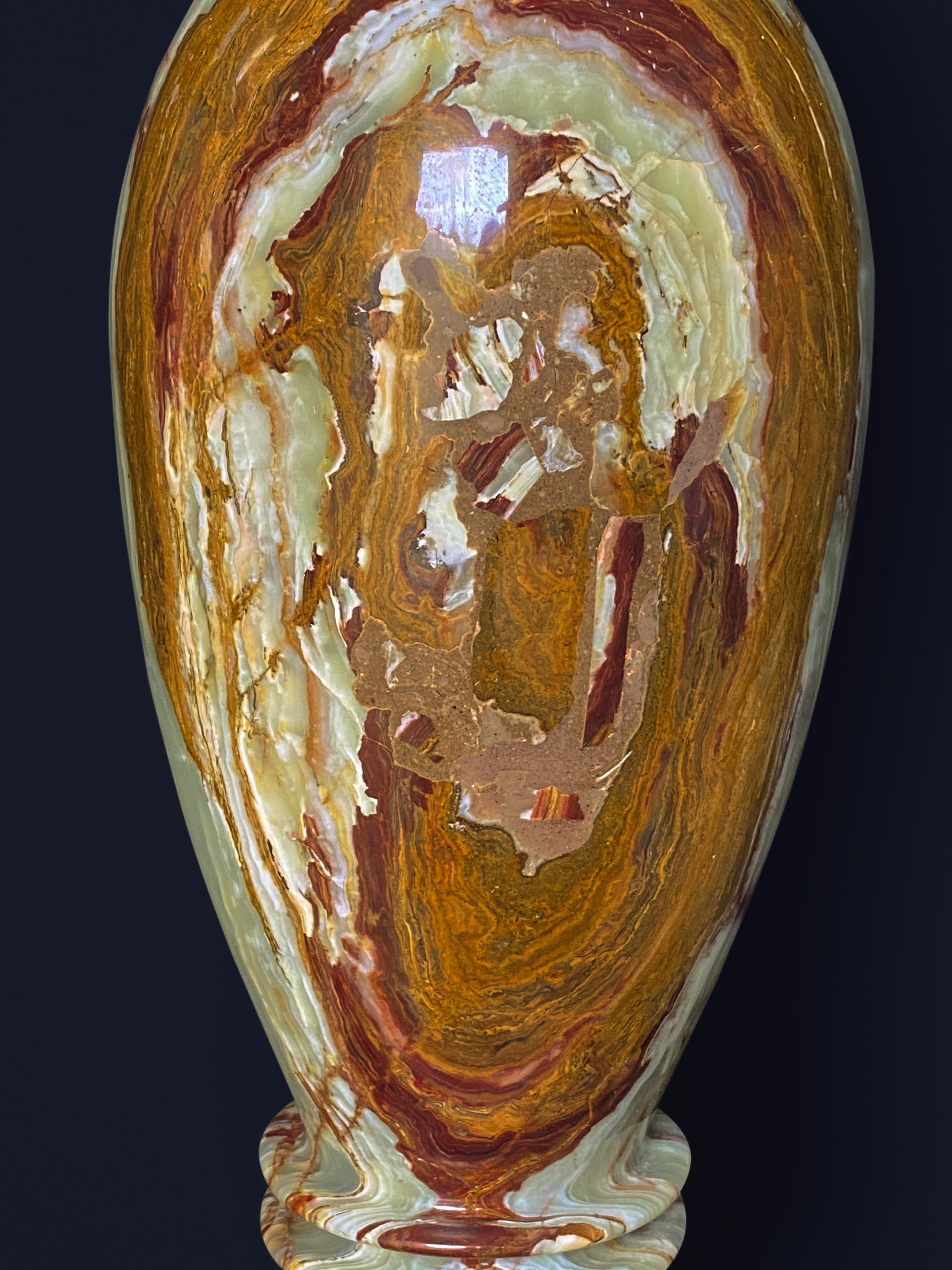 Onyx Marble Vases Life-size Pair Classical Urns Circa 1960 For Sale 2