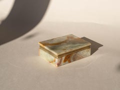 Joyero de ónice, piedra mineral y latón, Italia Años 70