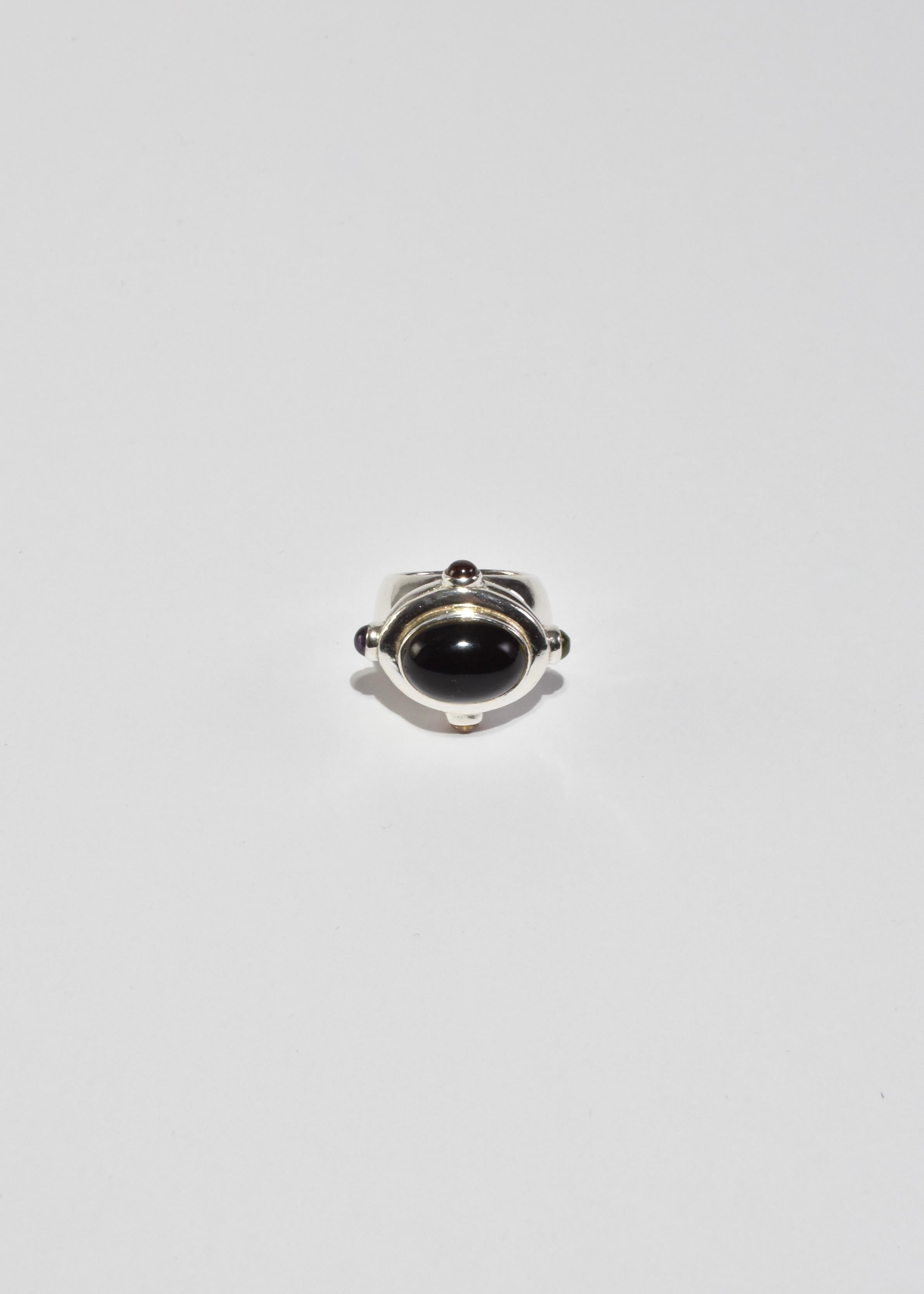 Modernist Onyx Multi Stone Ring For Sale