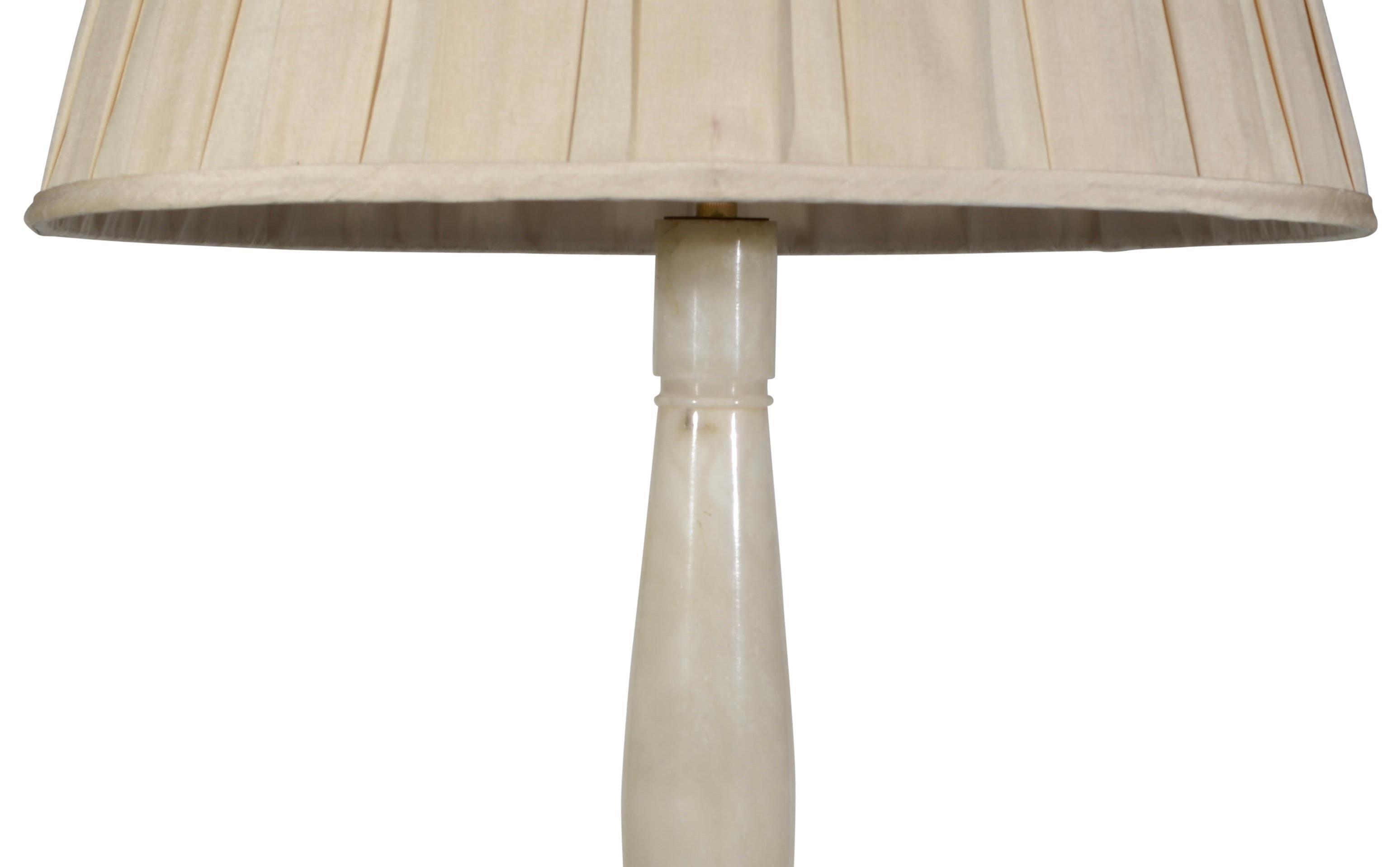 Onyx Neo-Classical Style Antique Column Table Lamp In Good Condition For Sale In London, GB