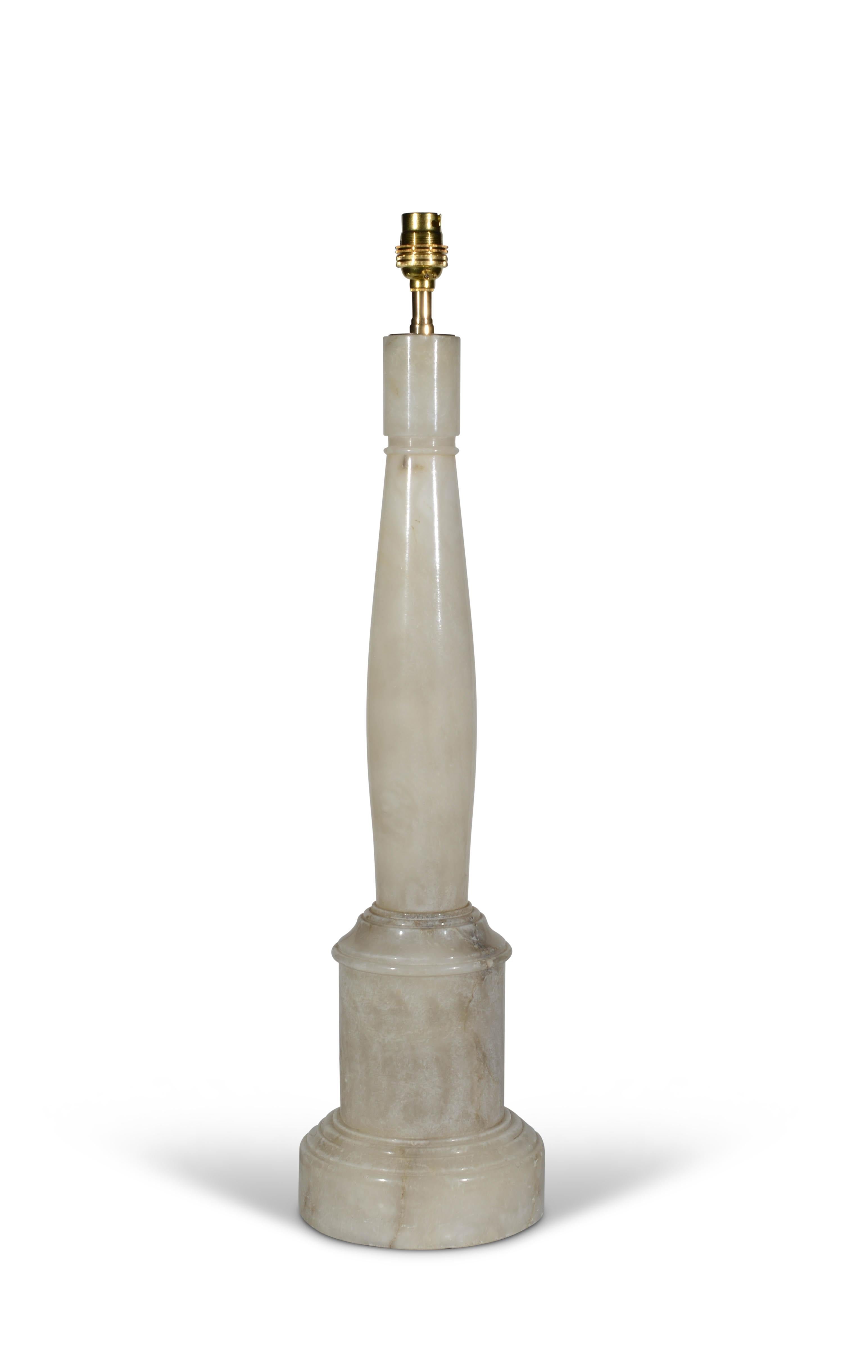 20th Century Onyx Neo-Classical Style Antique Column Table Lamp For Sale