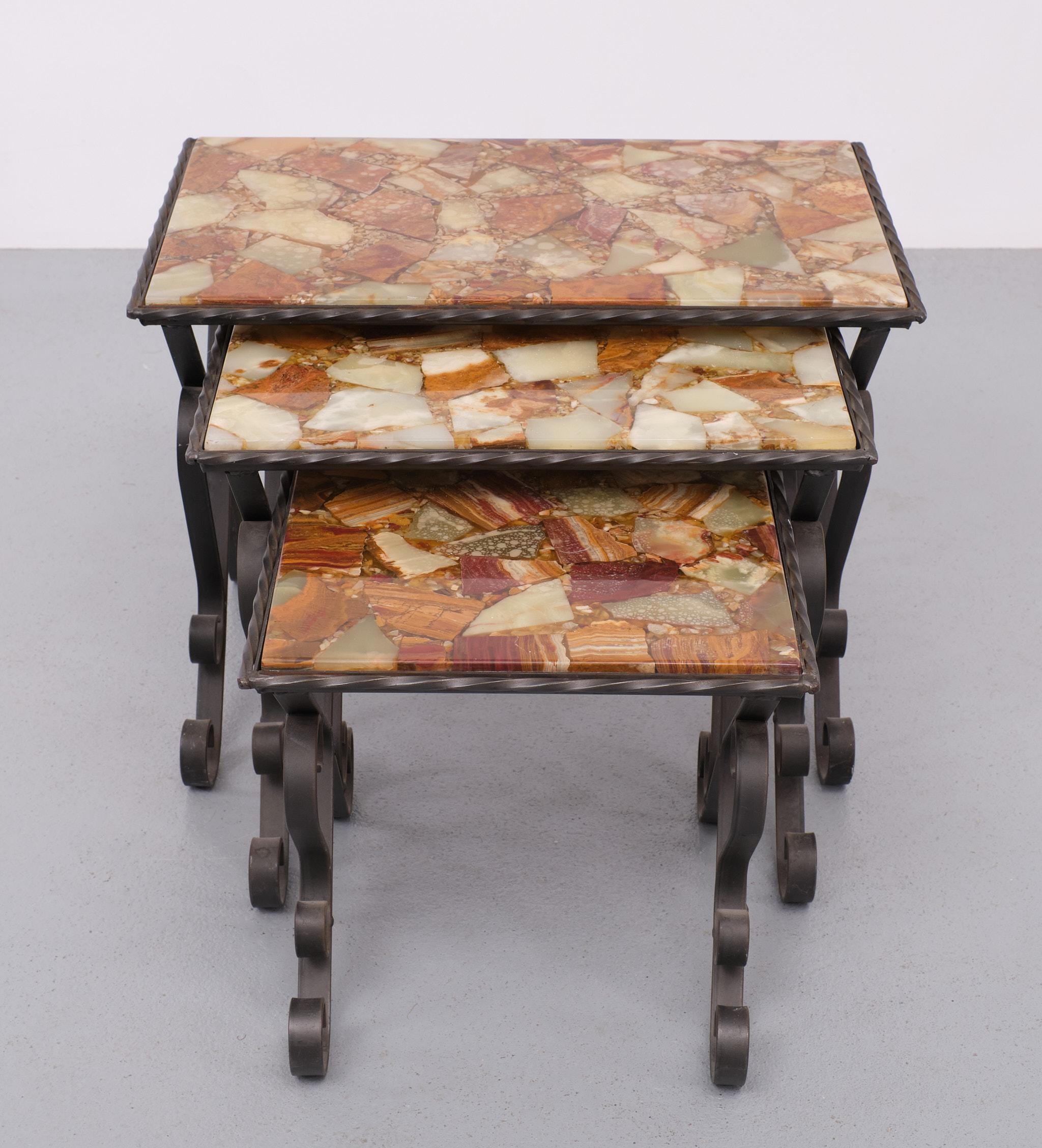 French Onyx nesting tables France 1970s  For Sale