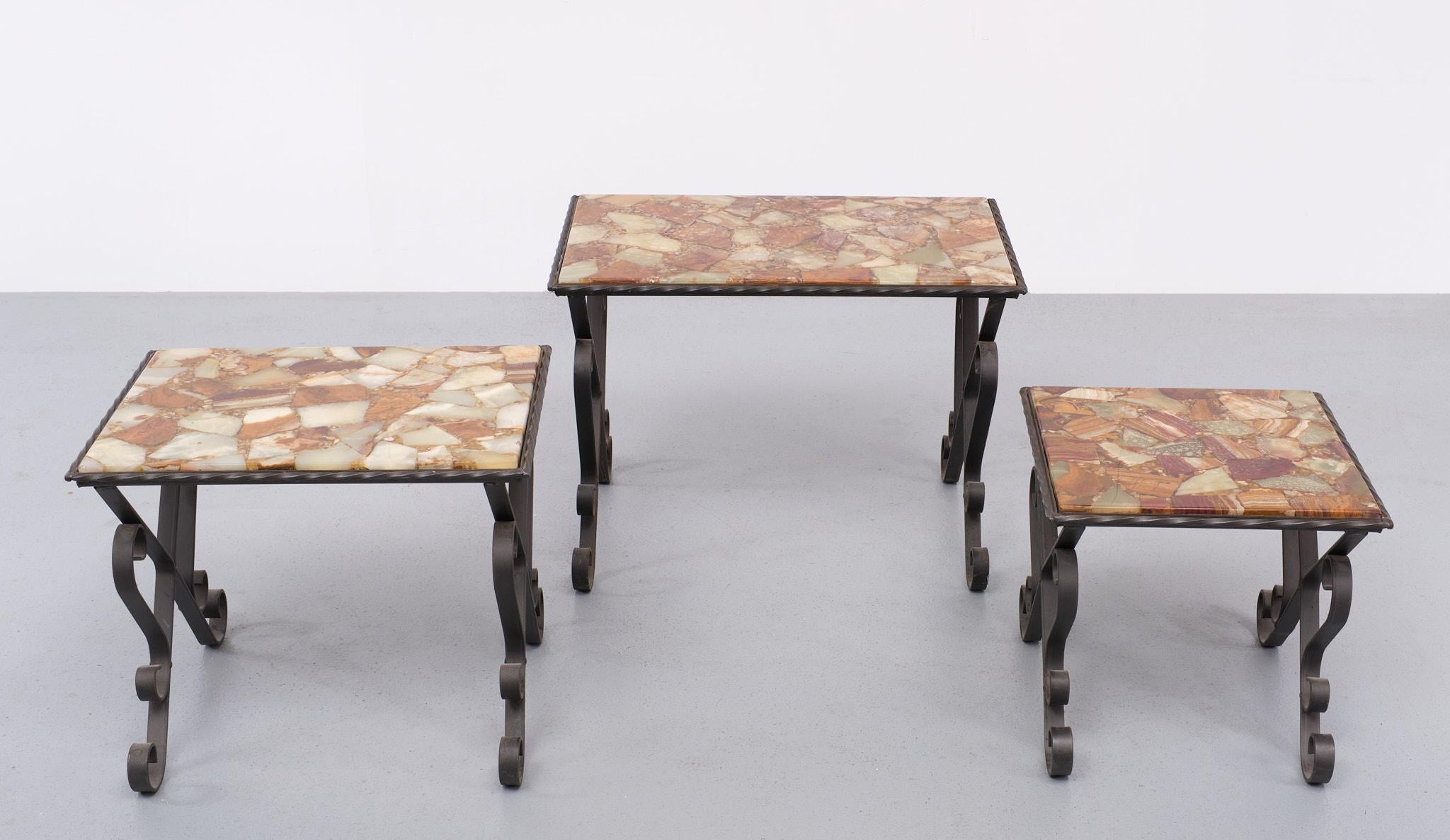 Onyx nesting tables France 1970s  In Good Condition For Sale In Den Haag, NL