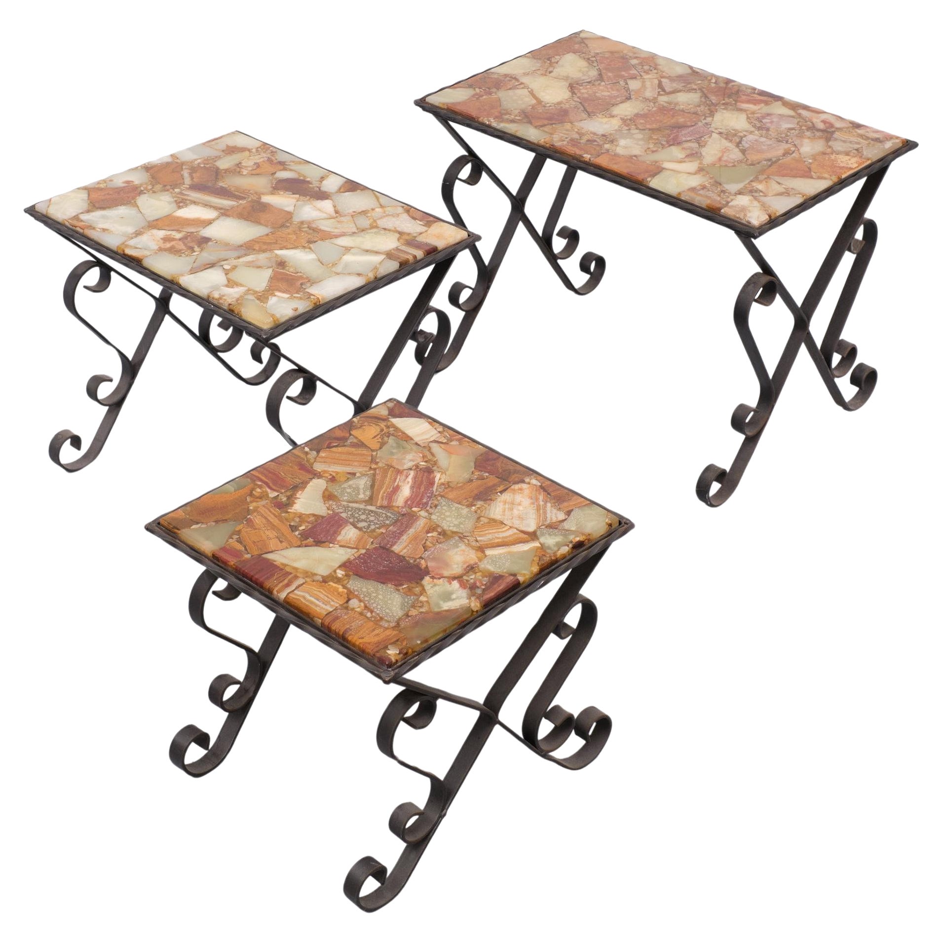 Onyx nesting tables France 1970s