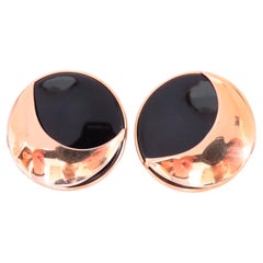 Runde Onyx Panda Eyes Ohrstecker 14kt Gold 12629