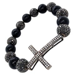 Onyx & Pave Diamant Kugel Perlenarmband