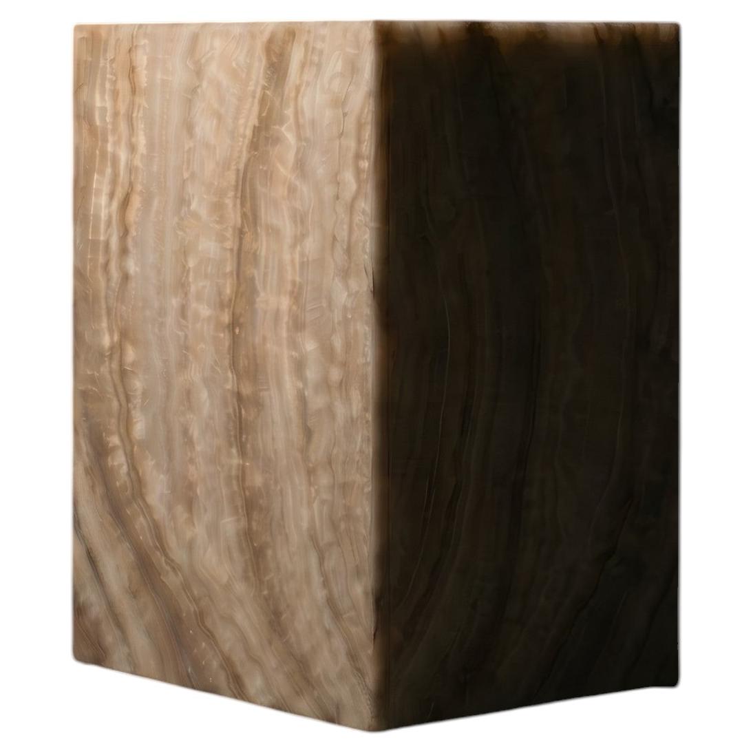 Onyx Pedestal Side Table, Minimalist, 21st Century For Sale