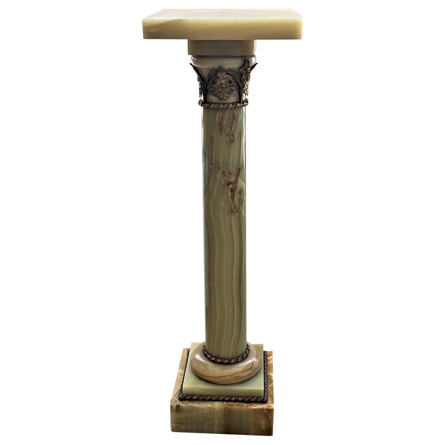 Onyx Pedestal with Bronze Dore Mounts For Sale at 1stDibs