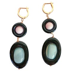 Marina J Pink Coral, Onix rings and Aventurine Dangle Earrings with 14 K Gold
