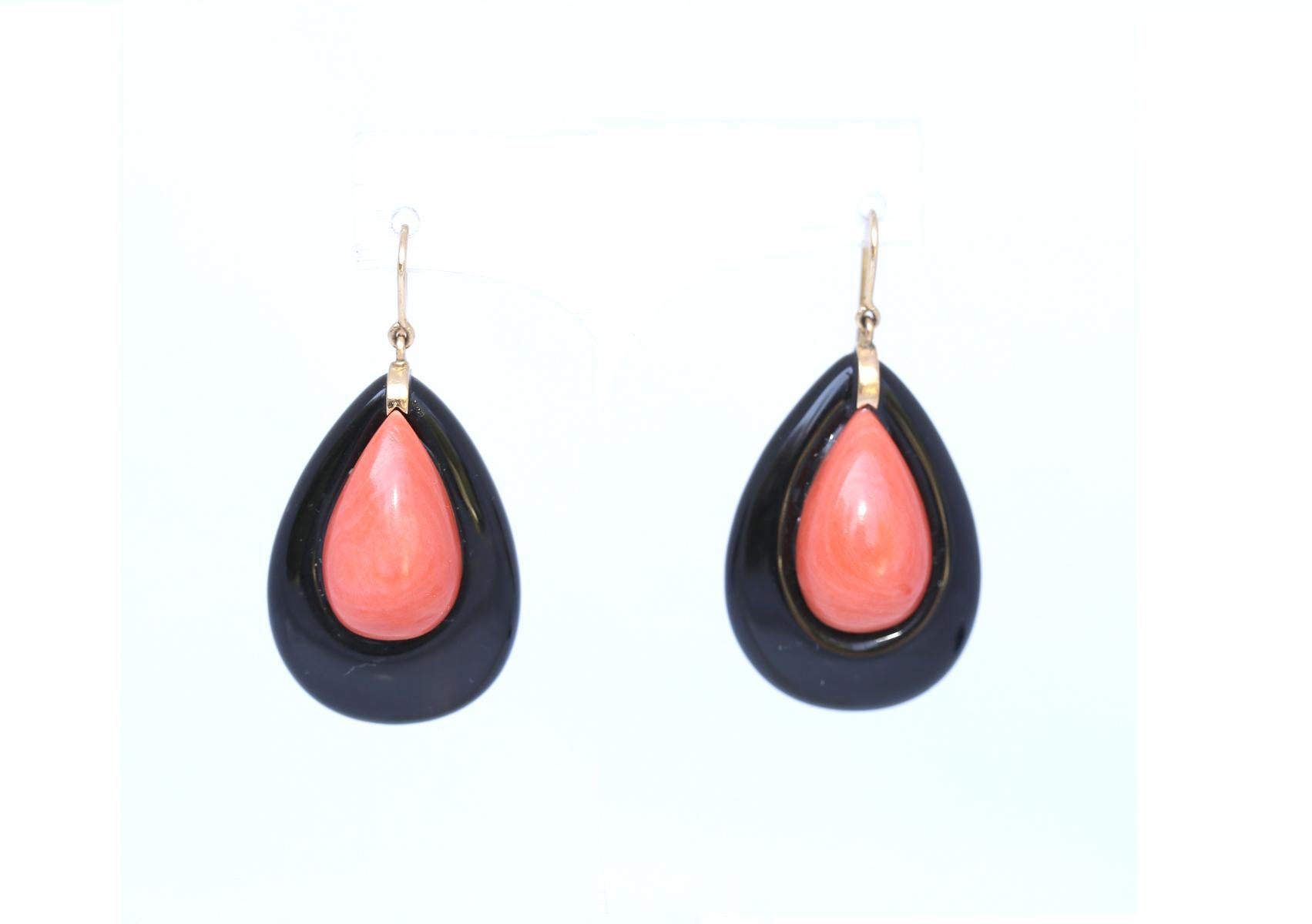 Onyx Pink Stone Earring, 1930 For Sale 1