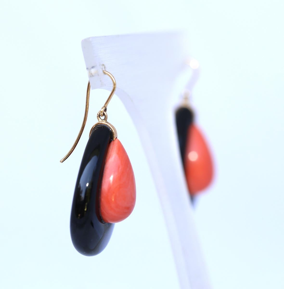 Onyx Pink Stone Earring, 1930 For Sale 2