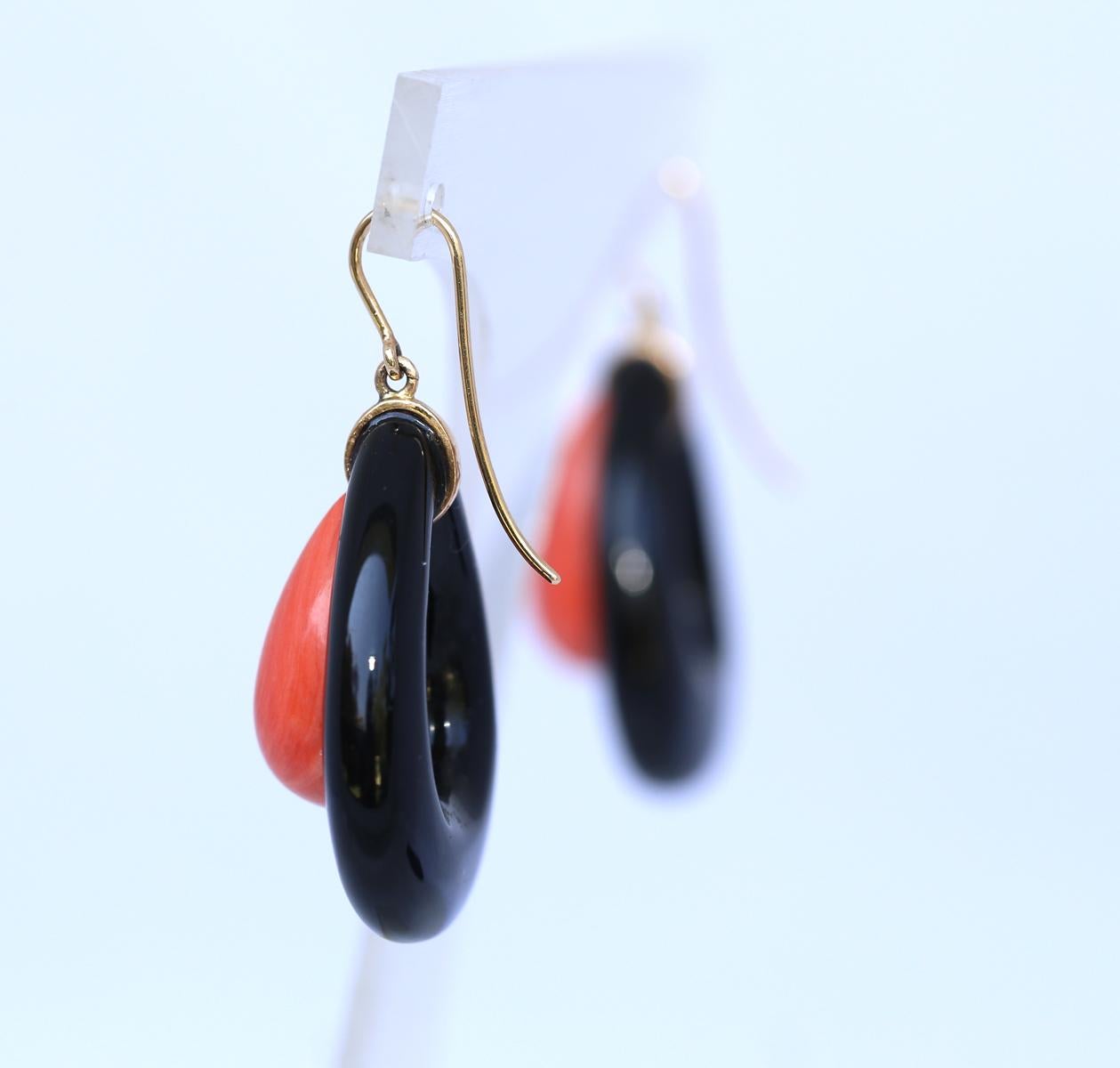 Onyx Pink Stone Earring, 1930 For Sale 3