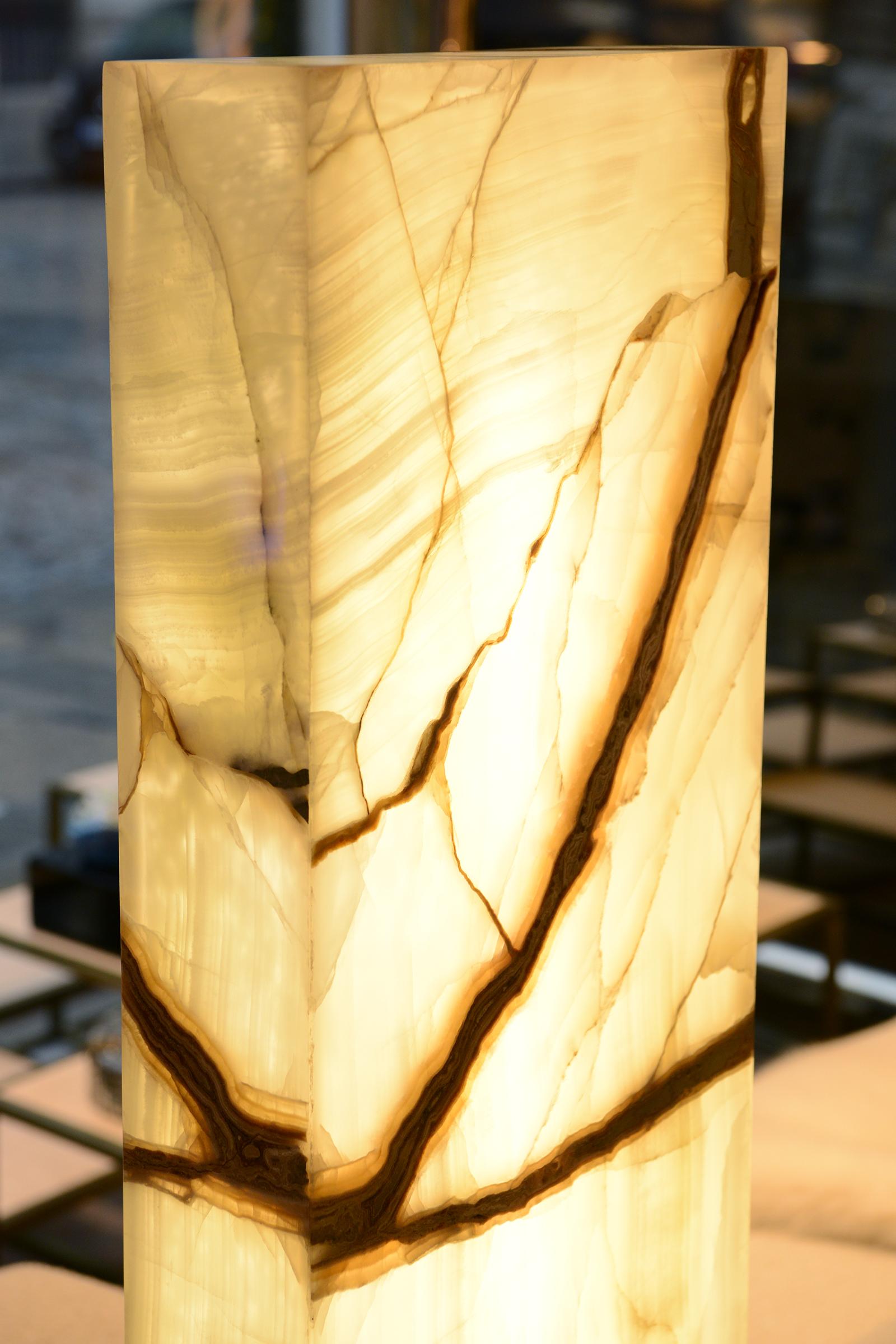 Onyx Polished Totem Floor Lamp For Sale 8