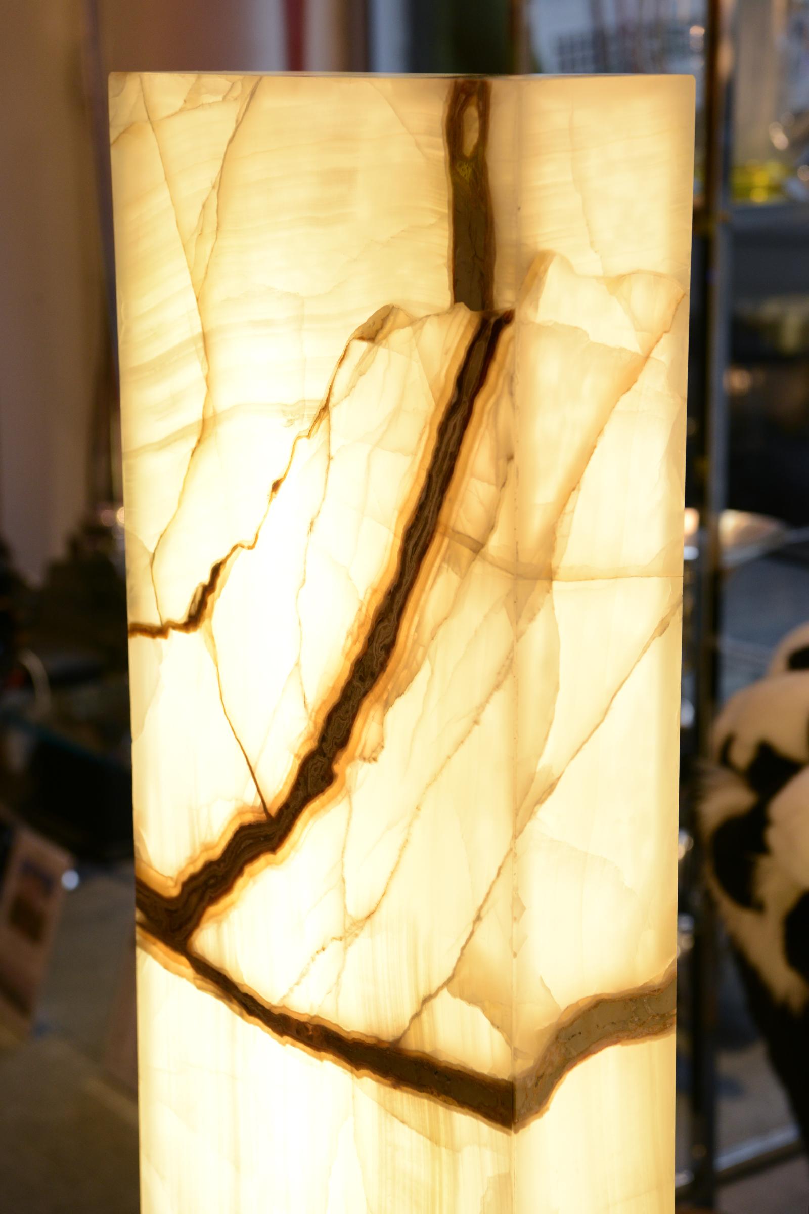 Onyx Polished Totem Floor Lamp For Sale 9