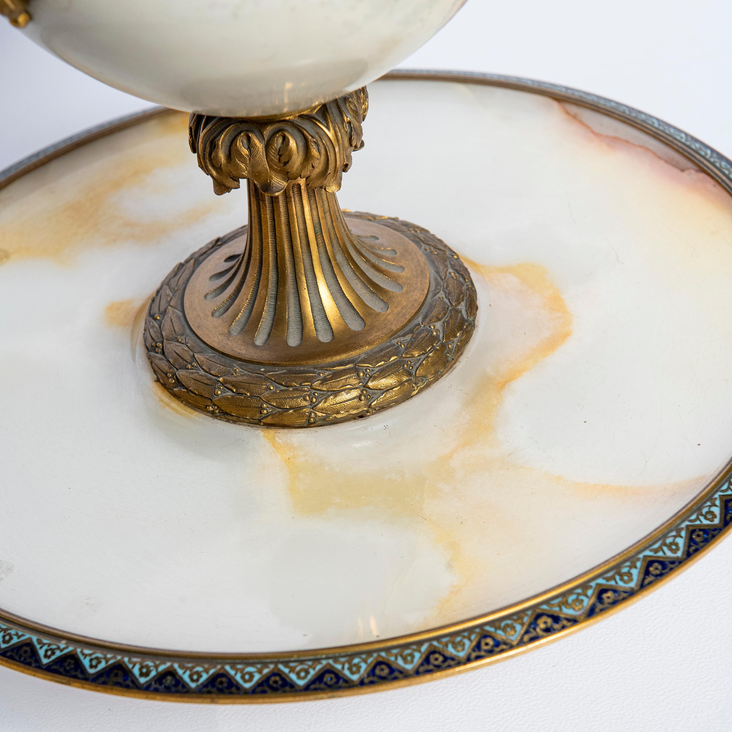 19th Century Onyx, Porcelain, Gilt-Bronze and Cloisonnè Sevres Center, Neoclassical Style For Sale