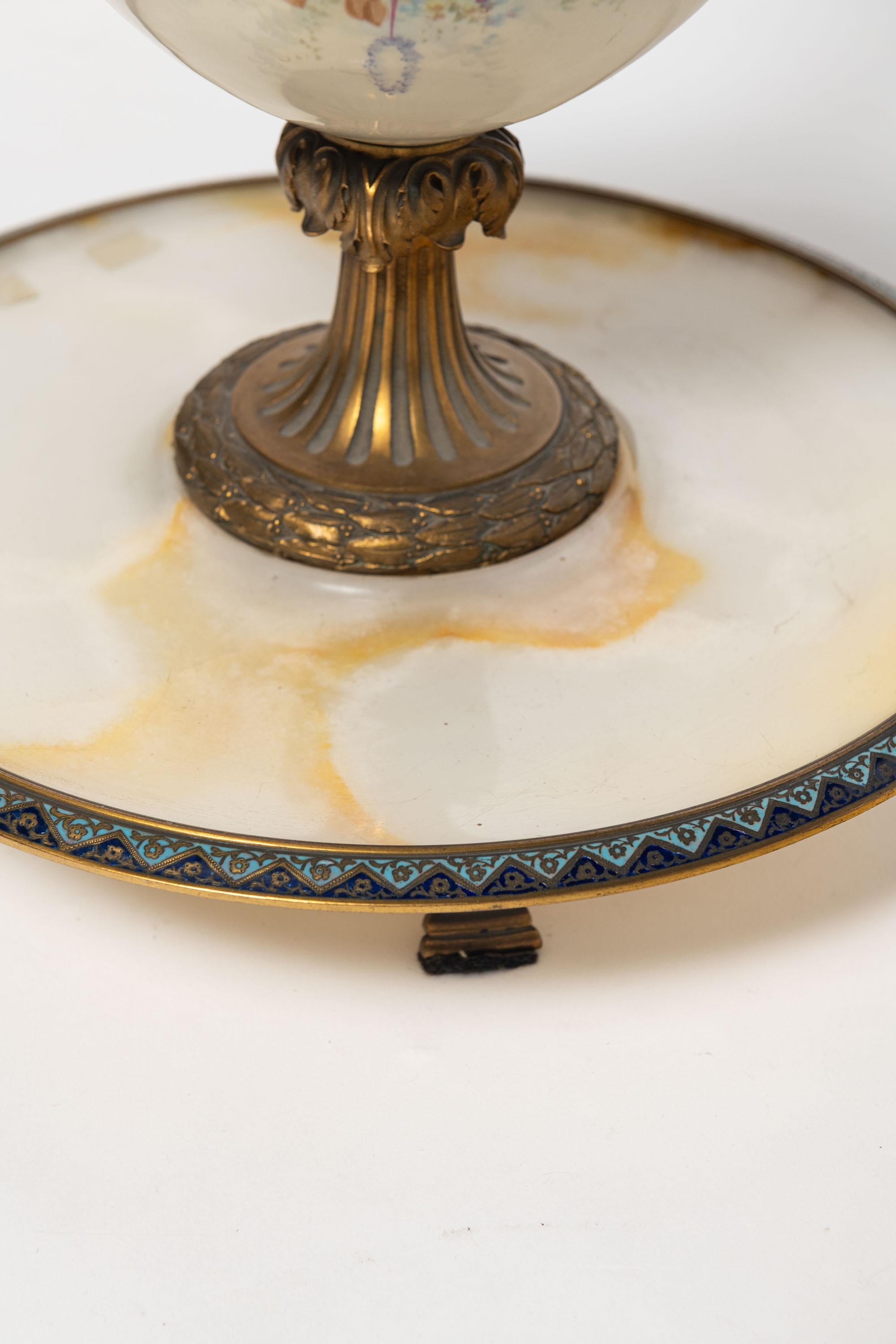 Onyx, Porcelain, Gilt-Bronze and Cloisonnè Sevres Center, Neoclassical Style For Sale 5