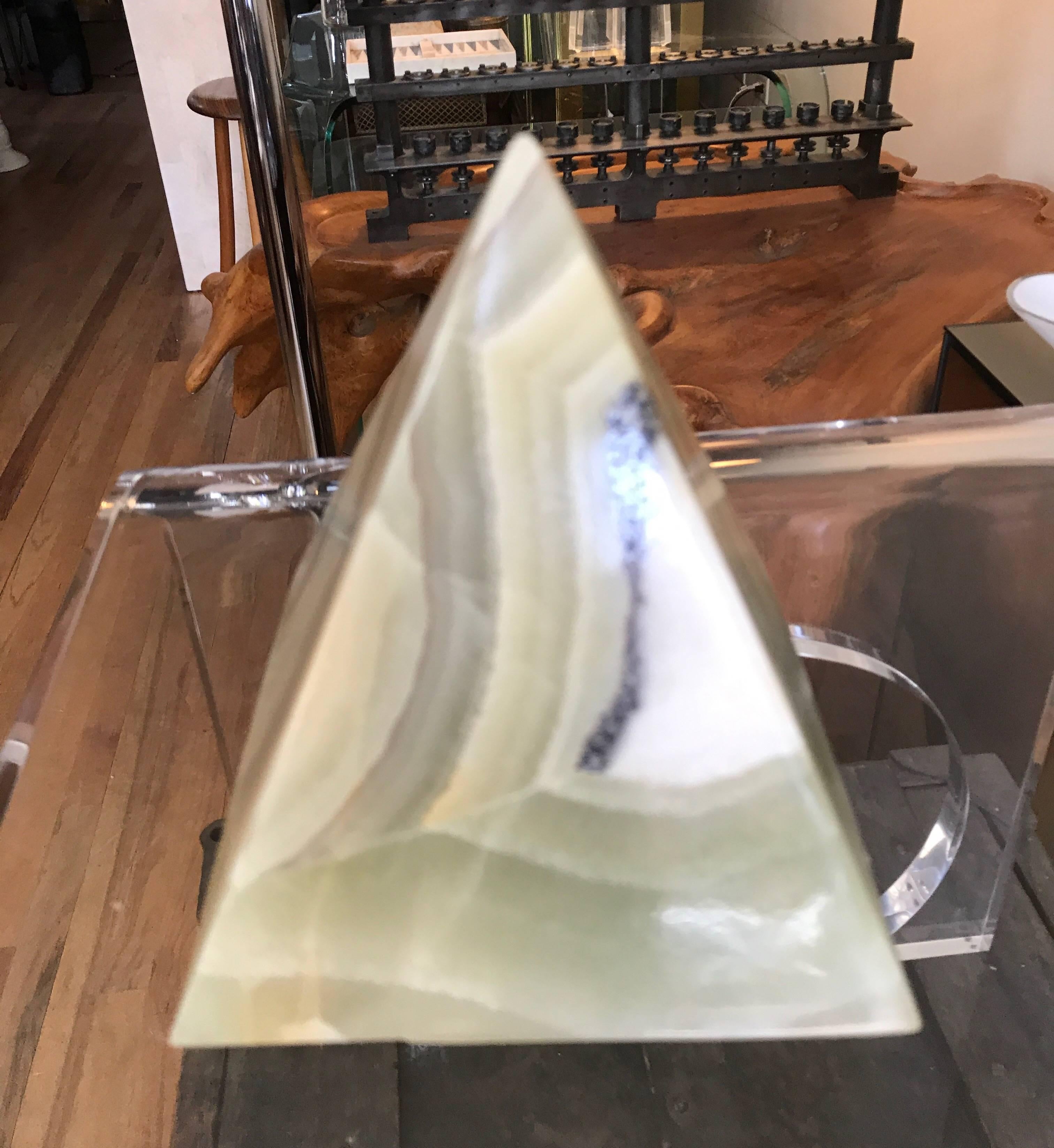 Mid-Century Modern Onyx Pyramid Decorative Tabletop Object