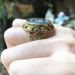 Onyx Ring  set in Silver Settings