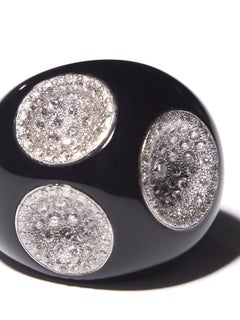 Anello in onice con 3 cerchi tempestati di diamanti