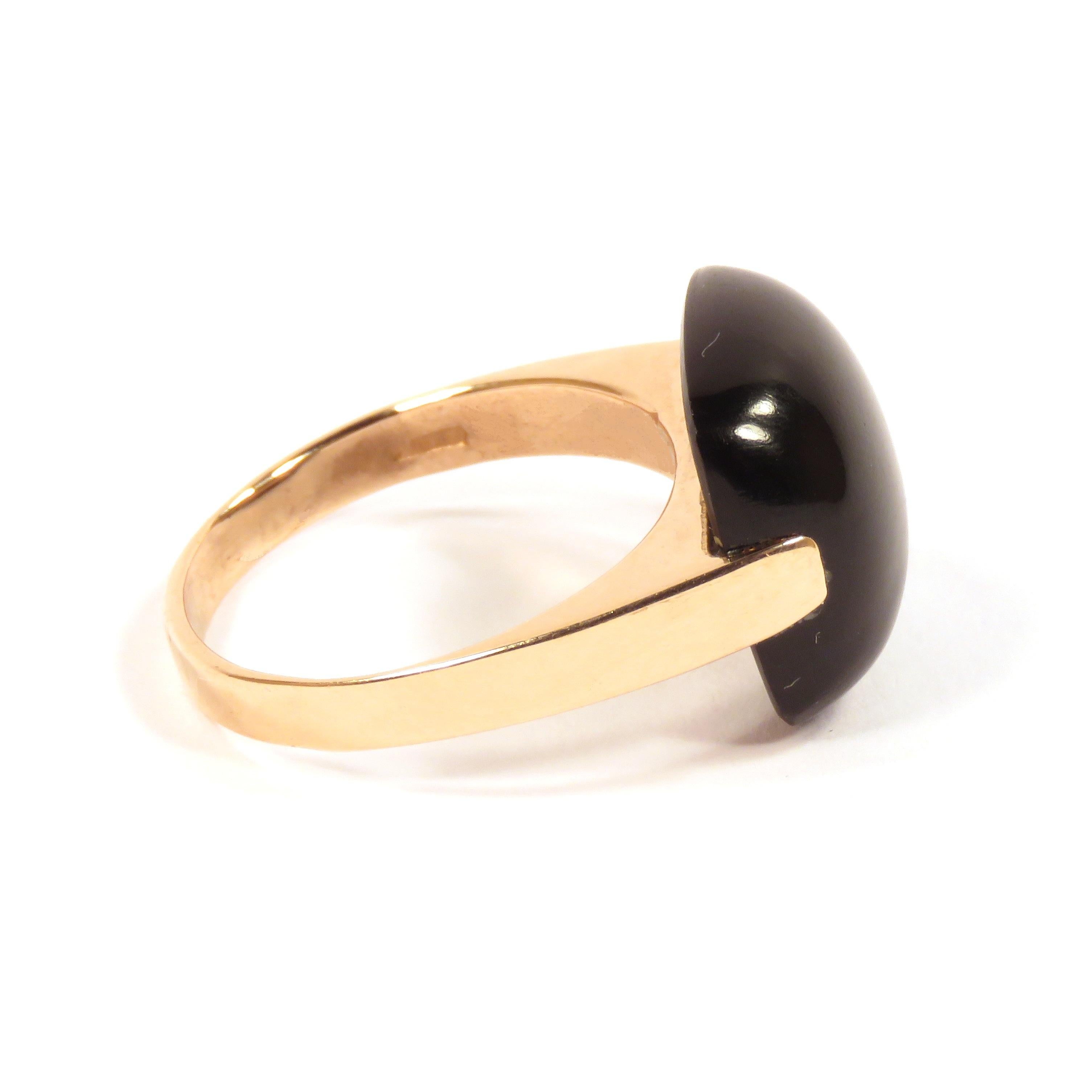 Onyx Rose Gold Ring Handcrafted in Italy by Botta Gioielli 5
