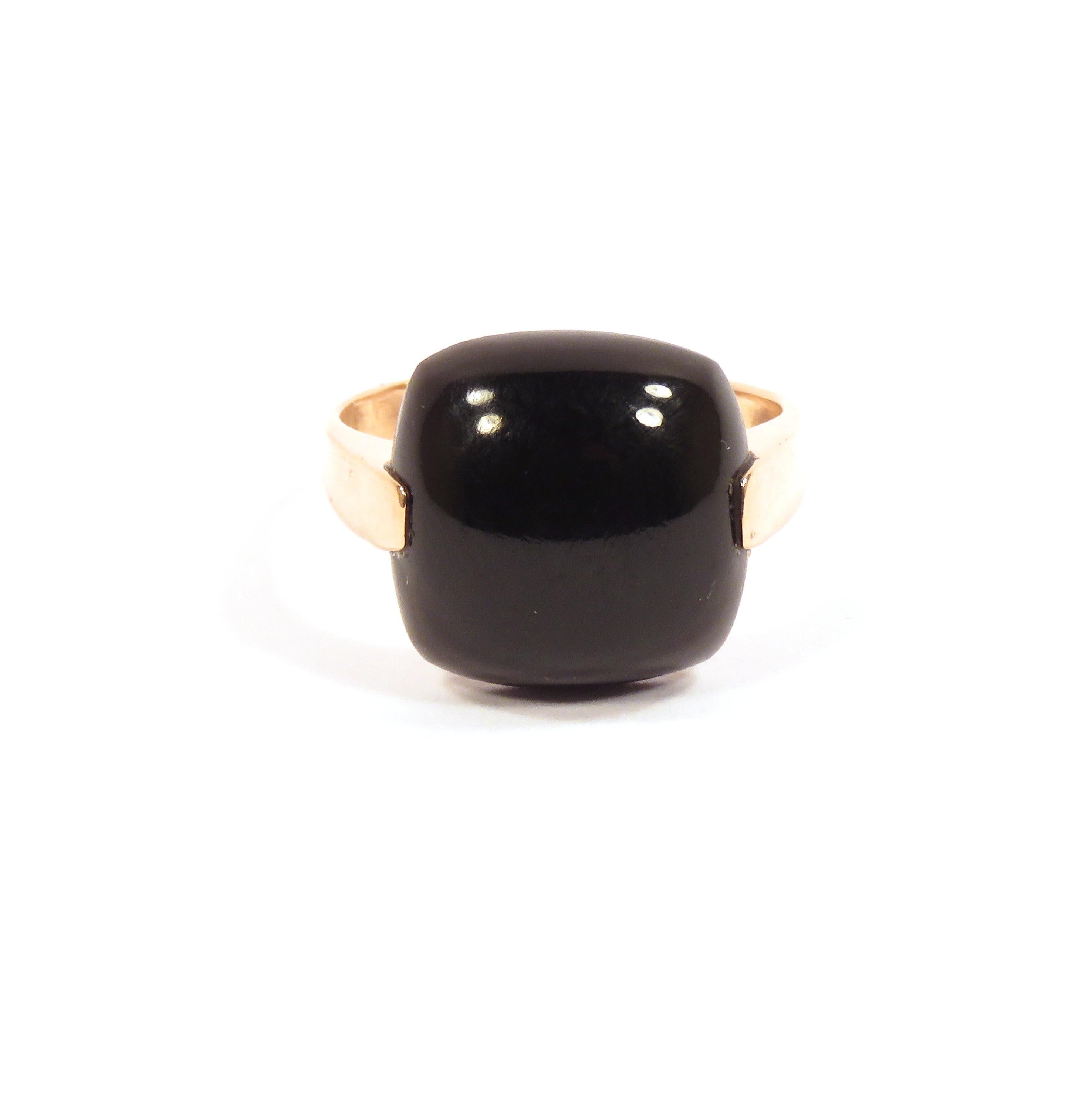 Modern Onyx Rose Gold Ring Handcrafted in Italy by Botta Gioielli