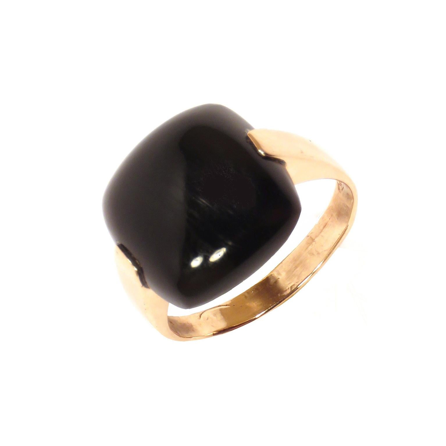 Onyx Rose Gold Ring Handcrafted in Italy by Botta Gioielli