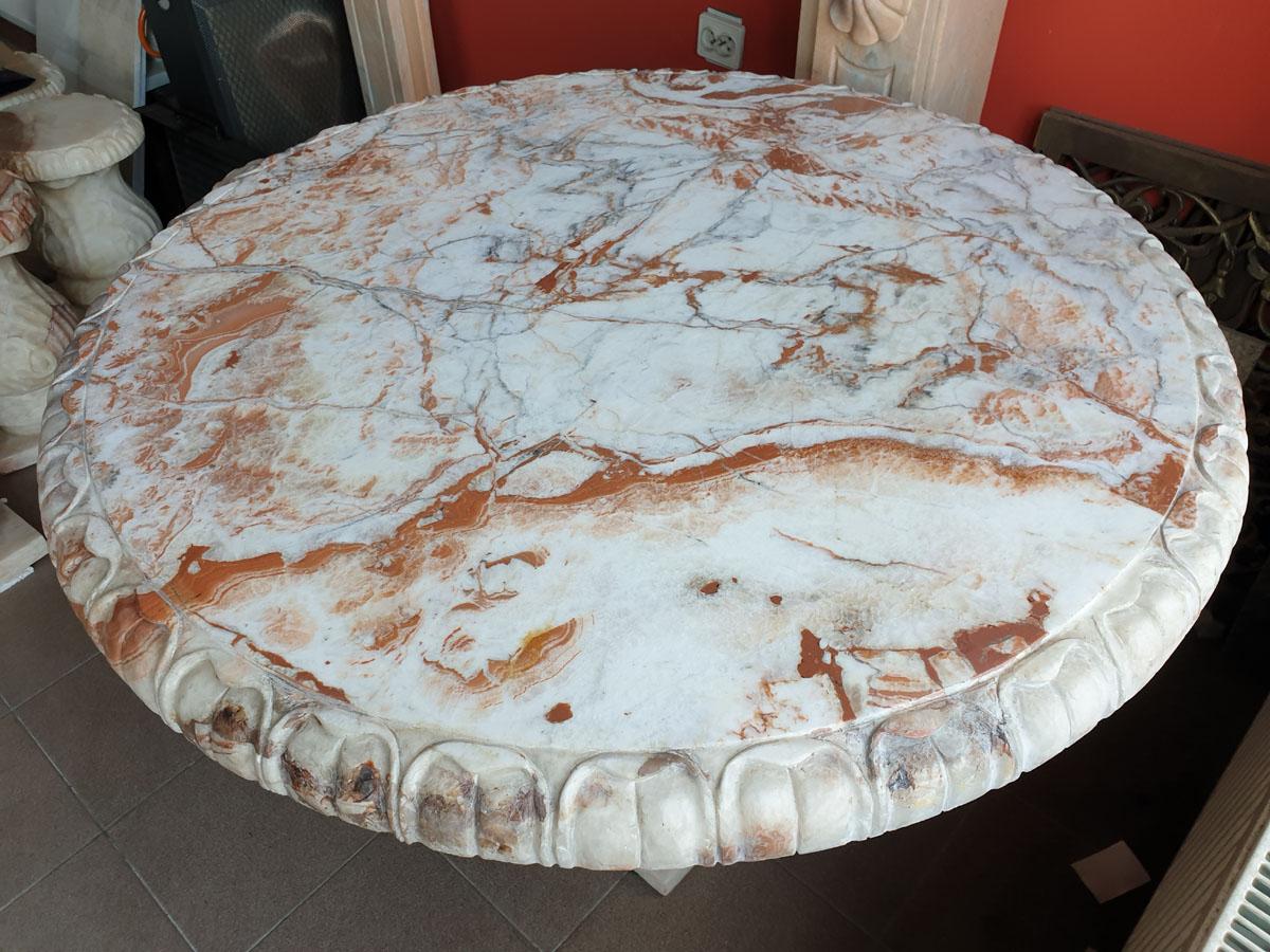 Neoclassical Onyx Round Garden Table For Sale