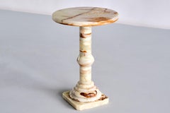 Onyx Side Table with Pedestal Base, Italy, 1960s