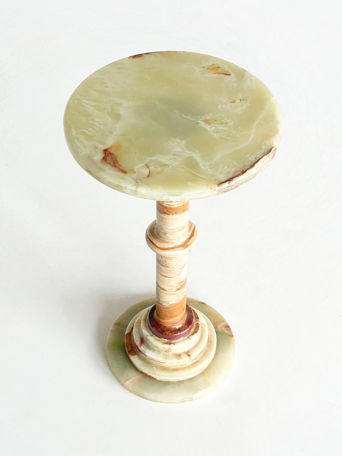 Mid-Century Modern Onyx Side Table with Pedestal Base, Italy, 1960s
