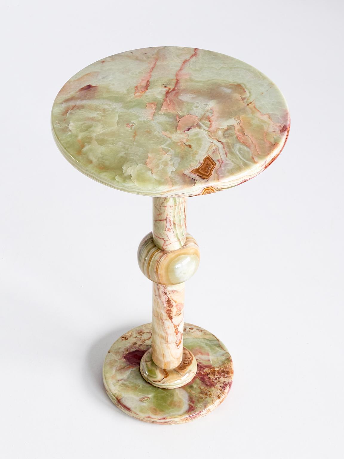 Italian Onyx Side Table with Pedestal Base, Italy, 1960s