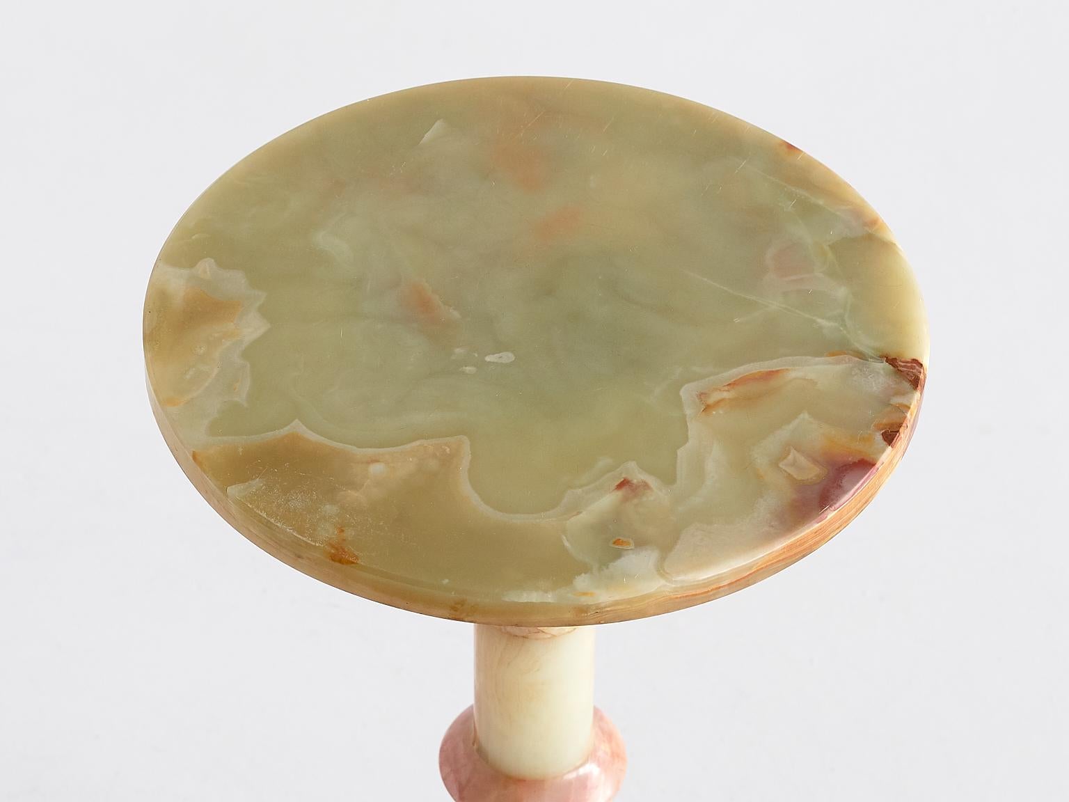 Italian Onyx Side Table with Pedestal Base, Italy, 1960s