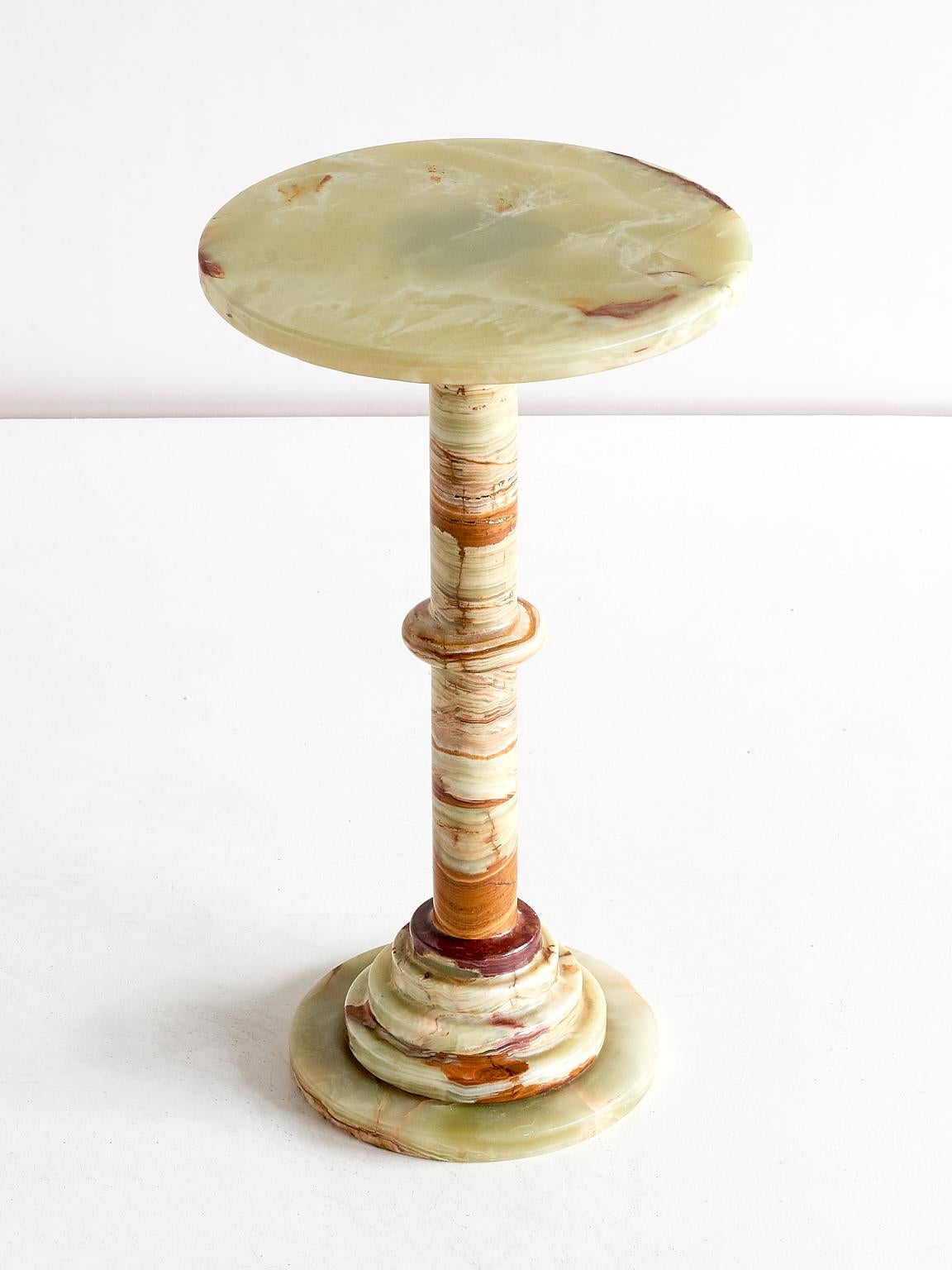 Mid-20th Century Onyx Side Table with Pedestal Base, Italy, 1960s