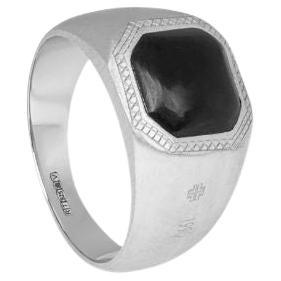 595 Mens Classic Plain Stainless Steel 316 onyx  black PINKY SIGNET RING SILVER 