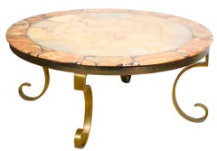 Onyx Specimen and Brass Table by Muller att. to Arturo Pani Made in Mexico