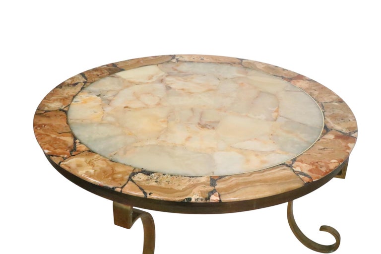 Onyx Specimen and Brass Table by Muller att. to Arturo Pani Made