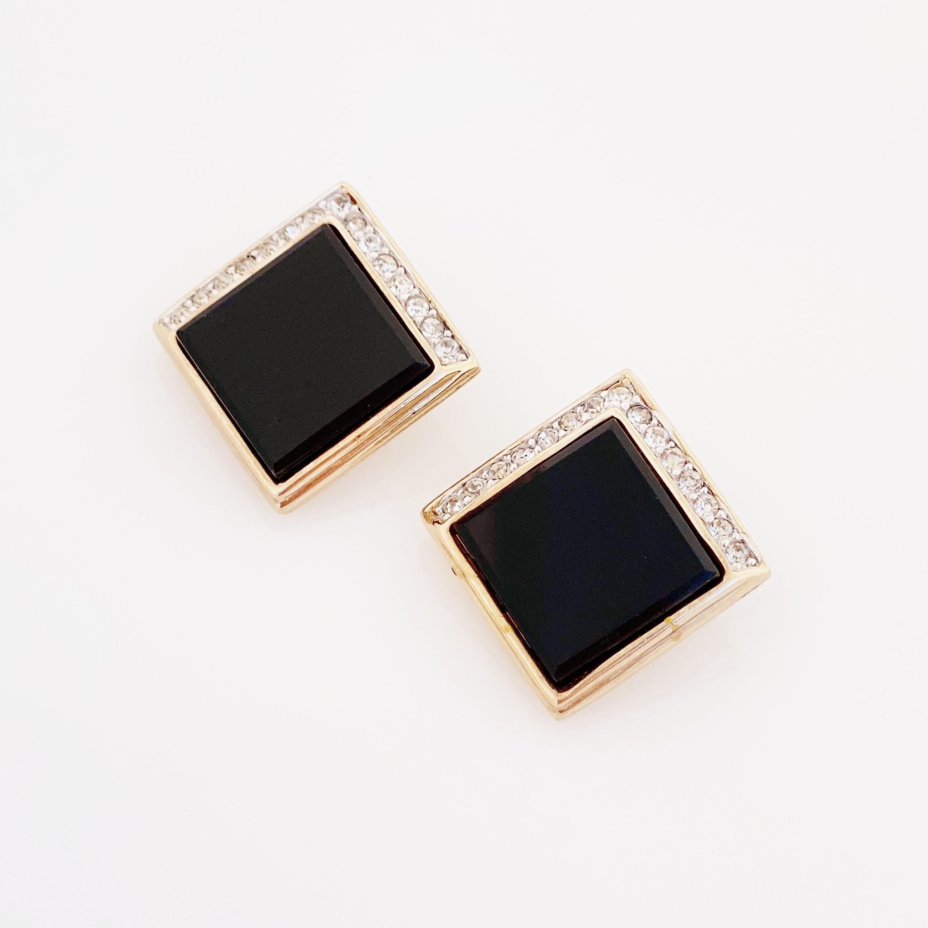 square onyx earrings