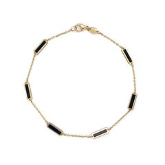 Onyx Stackable Bar Bracelet for Her, 14K Gold Women's Onyx Bracelet
