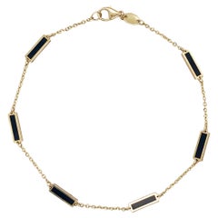 Onyx Stackable Bar Bracelet for Her, 14K Gold Women's Onyx Bracelet